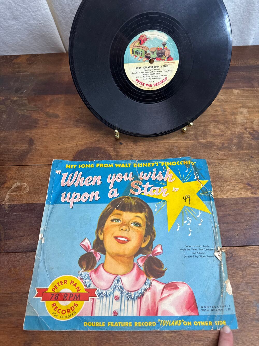 Peter Pan Records Double Feature Record Various Children's Songs 78 RPM UNTESTED